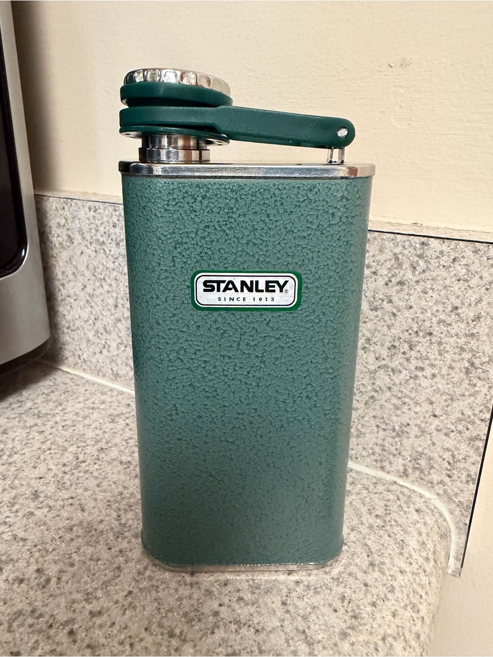 Stanley Hammer tone Green Hip Flask with Lever Cap